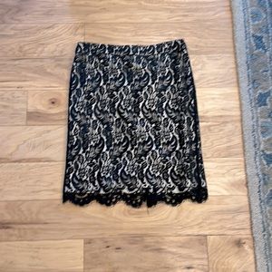 White House Black Market black and ivory lace skirt, like new size 6